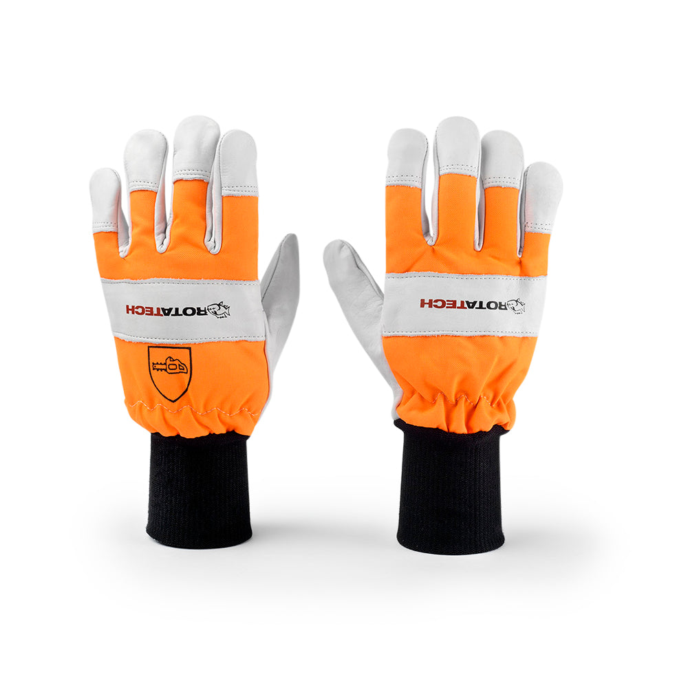 Rotatech Classic Orange Chainsaw Safety Gloves â€“ Class 0